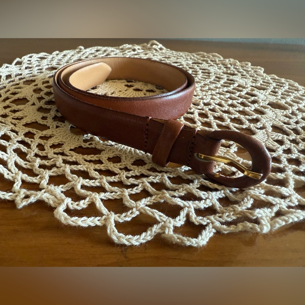 Dior Brown Leather Belt with Gold Buckle - Picture 7 of 16